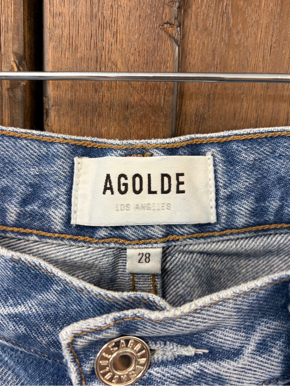 AGOLDE Designer Riley High Rise Straight Crop Frayed Hem Denim Size 28 - Picture 4 of 6